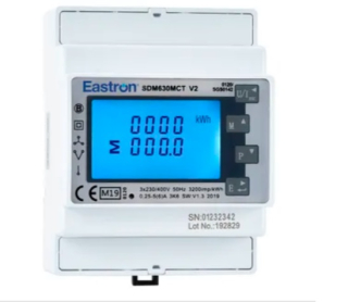 Elektromer 3F na DIN lištu trojfázový EASTRON dvojtarif SDM630-2T V2 MID Modbus-RTU 100A 